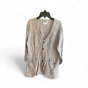 FLAX black/white marled linen jacket Sz S